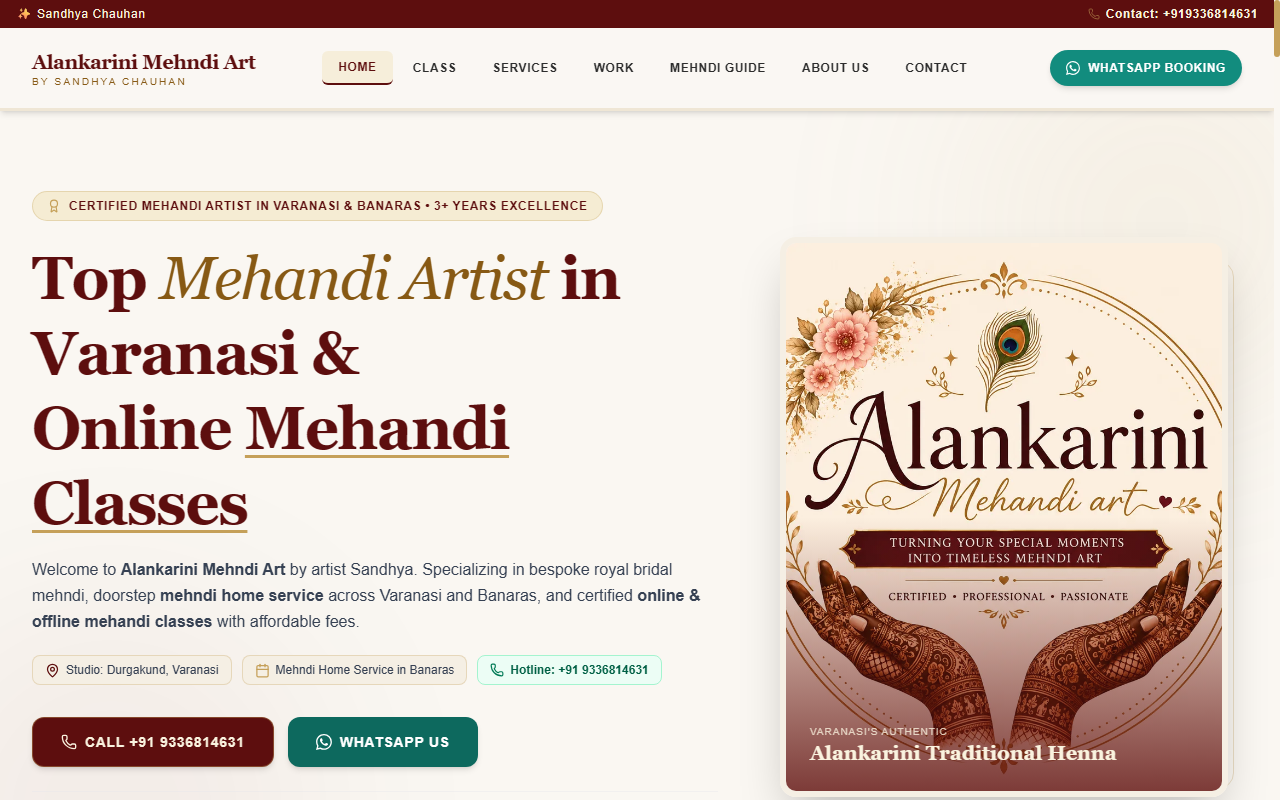 Screenshot of Alankarini Mehandi Art