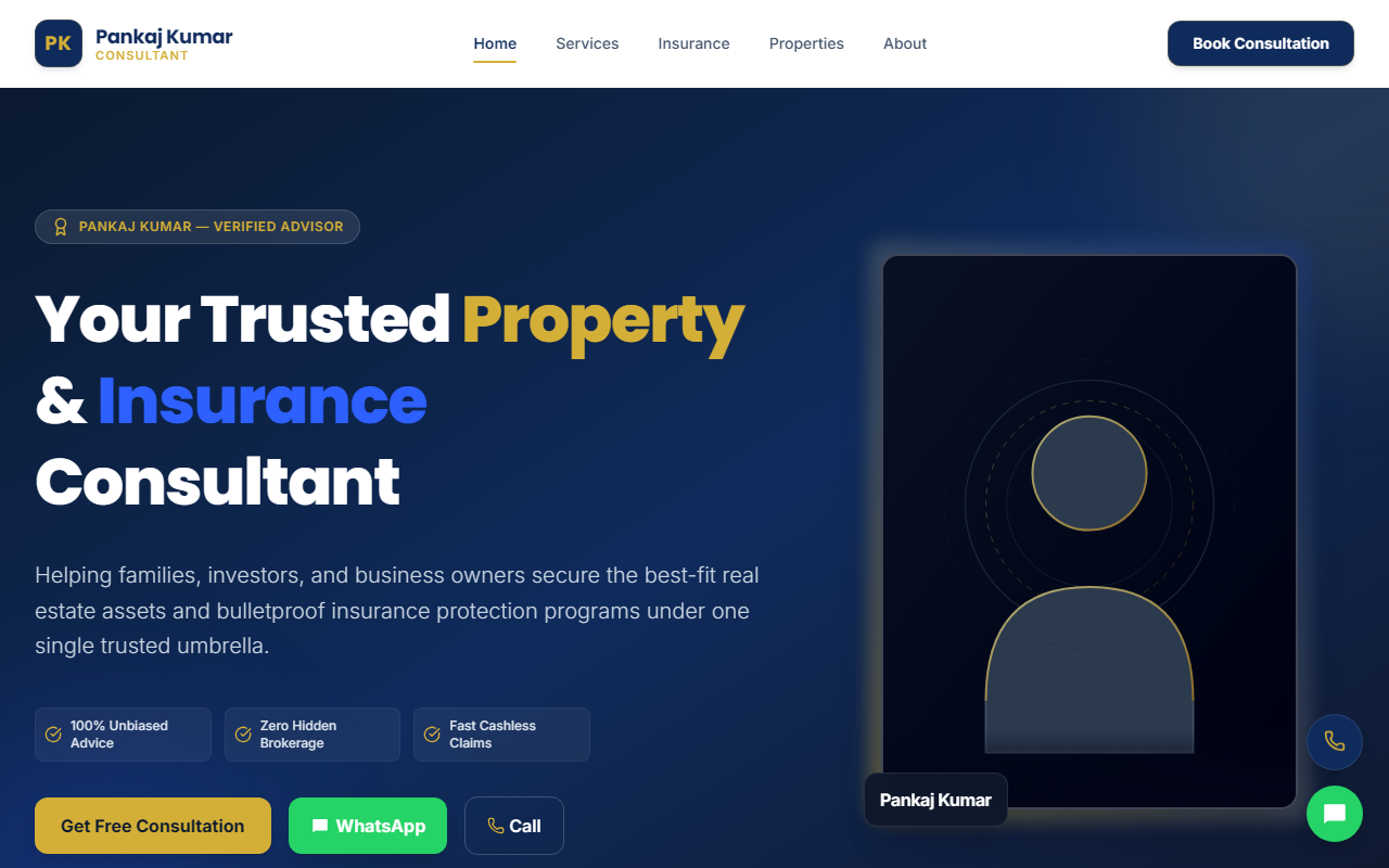 Live preview screenshot of Pankaj Consultancy