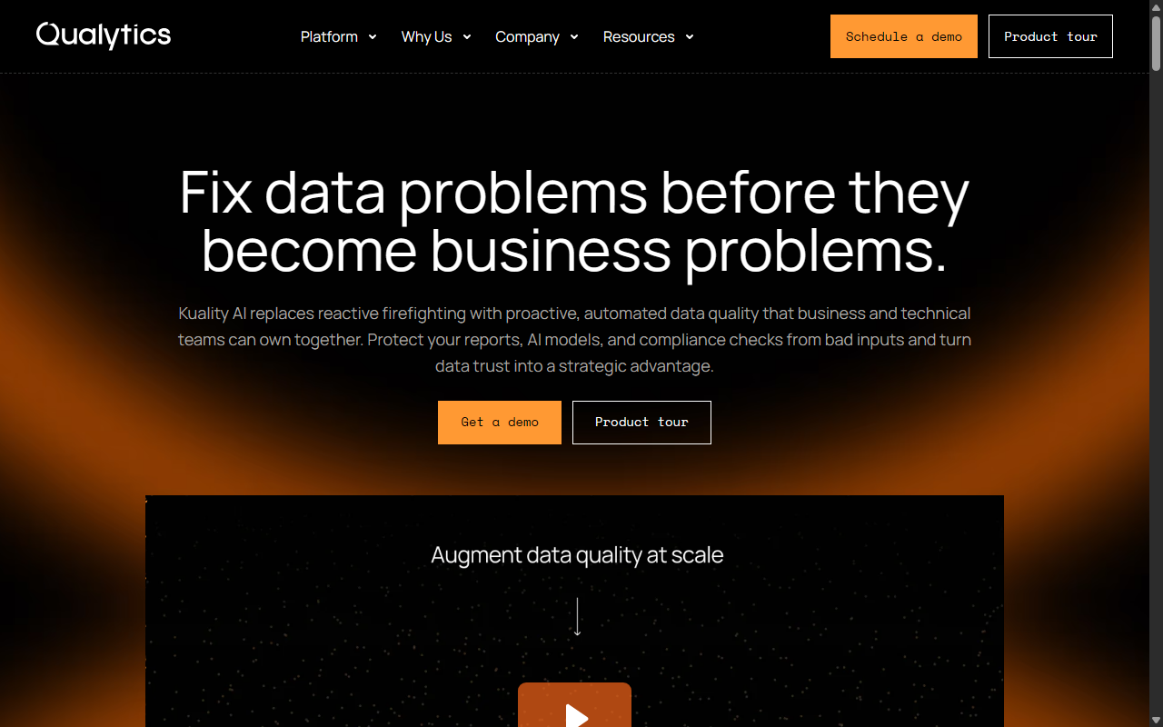 Live preview screenshot of Qualytics AI